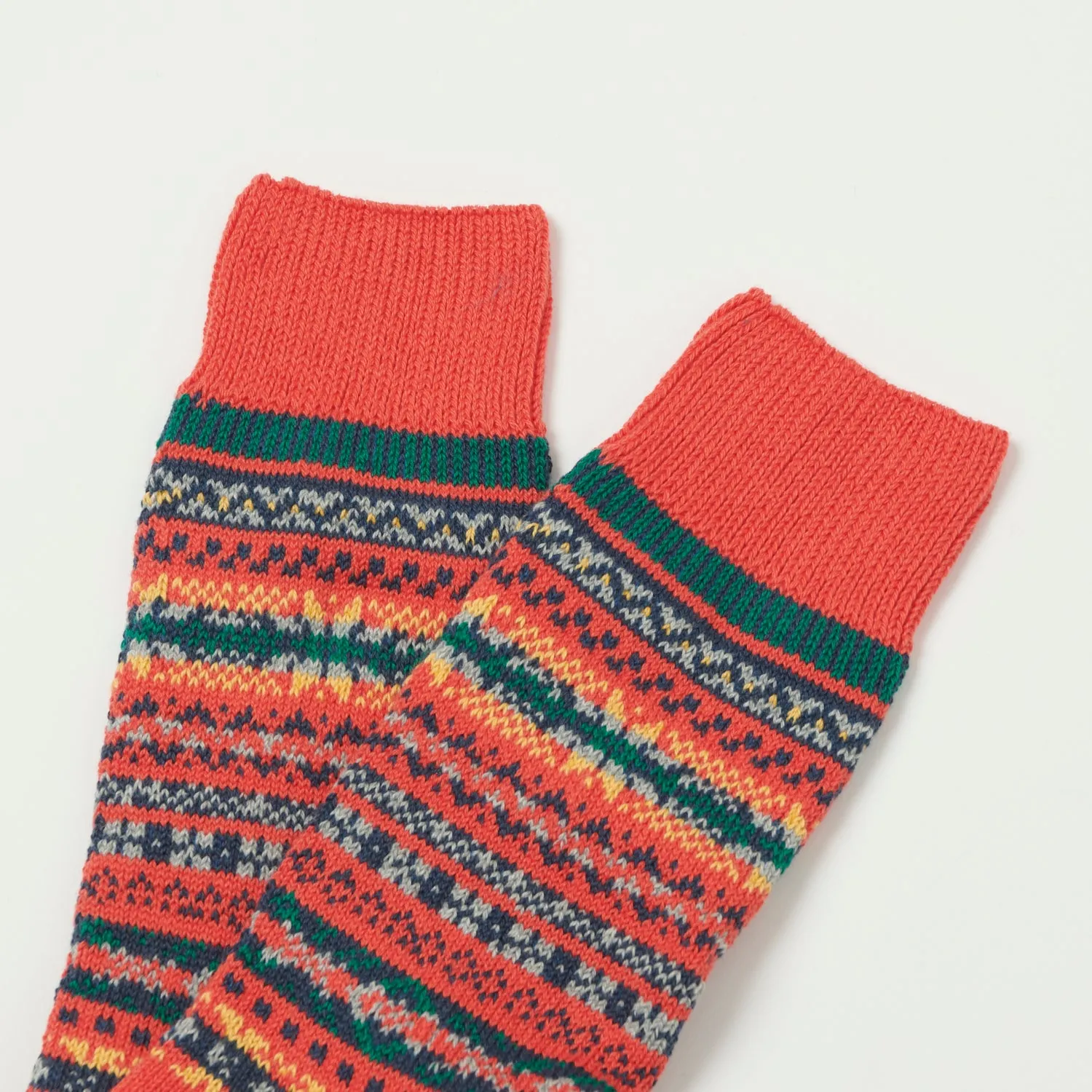 RoToTo Fairisle Jacquard Crew Sock - Red sold by Son of a Stag product image thumbnail 2
