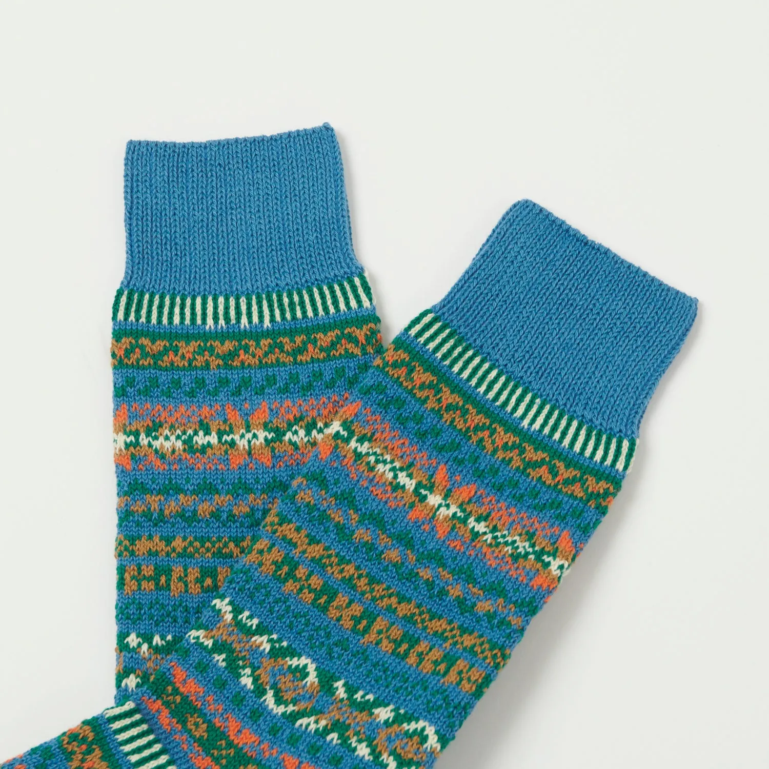 RoToTo Fairisle Jacquard Crew Sock - Blue sold by Son of a Stag product image thumbnail 2