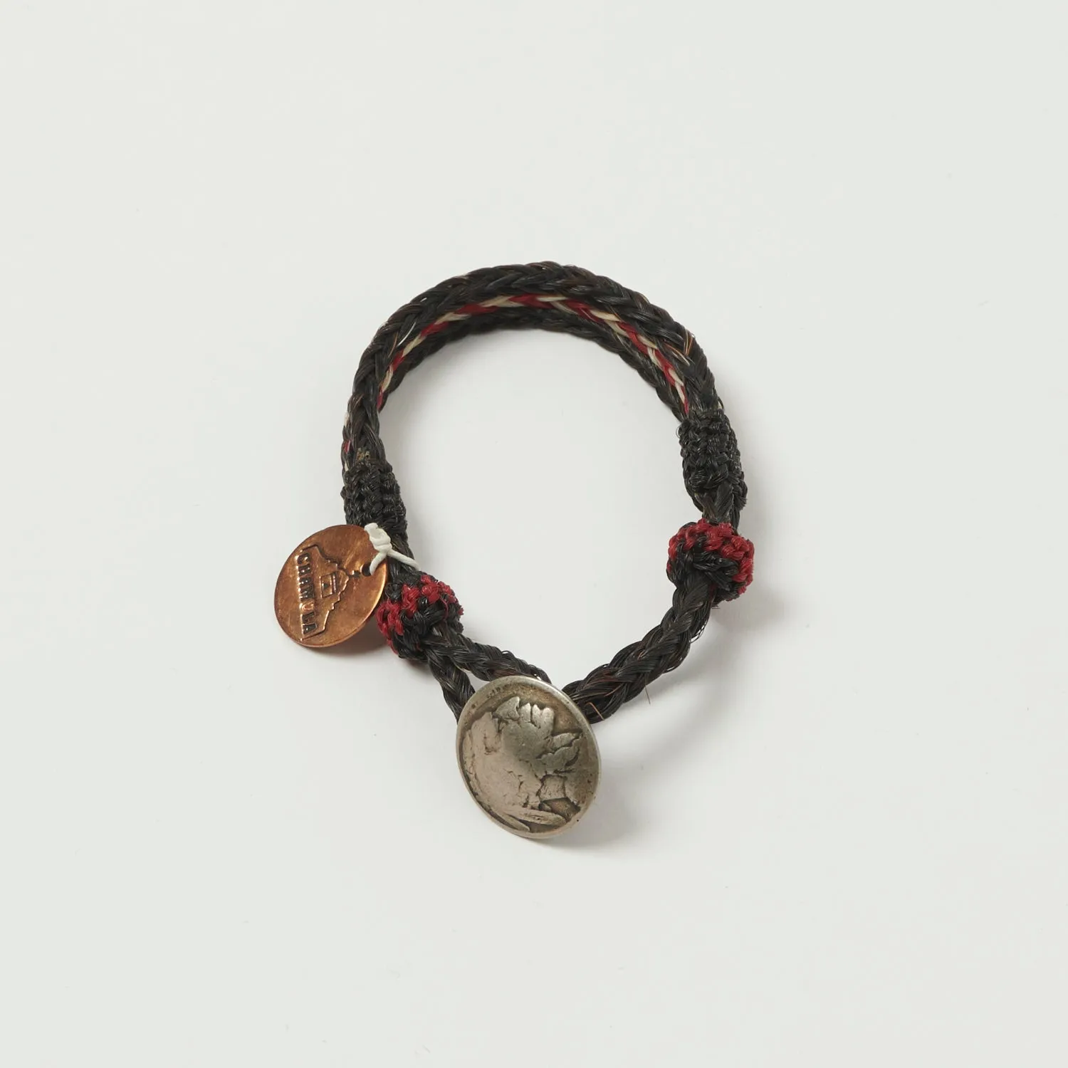 Chamula Horsehair Concho Bracelet - Black/Red sold by Son of a Stag