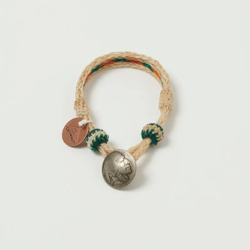 Chamula Horsehair Concho Bracelet - White/Yellow/Green sold by Son of a Stag