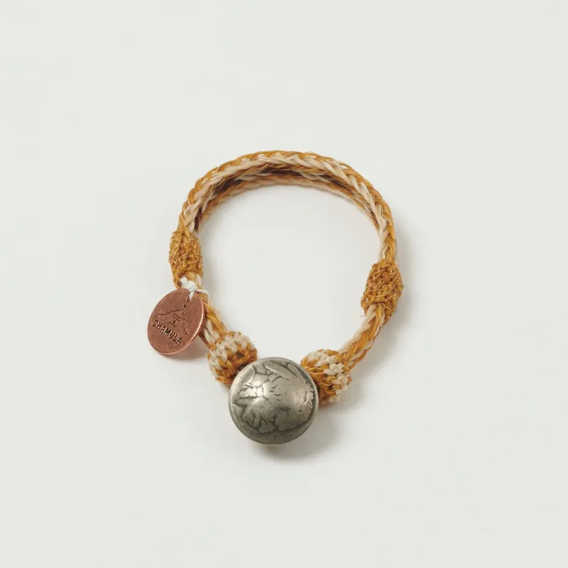 Chamula Horsehair Concho Bracelet - Gold/White/Brown sold by Son of a Stag