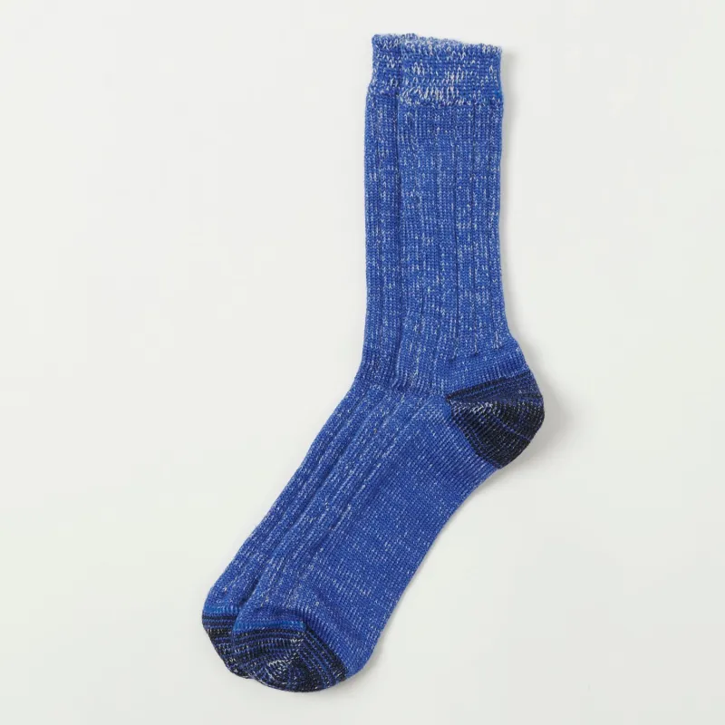 Merz b. Schwanen W72 Merino Wool Sock - Electric Blue/Nature Melange sold by Son of a Stag