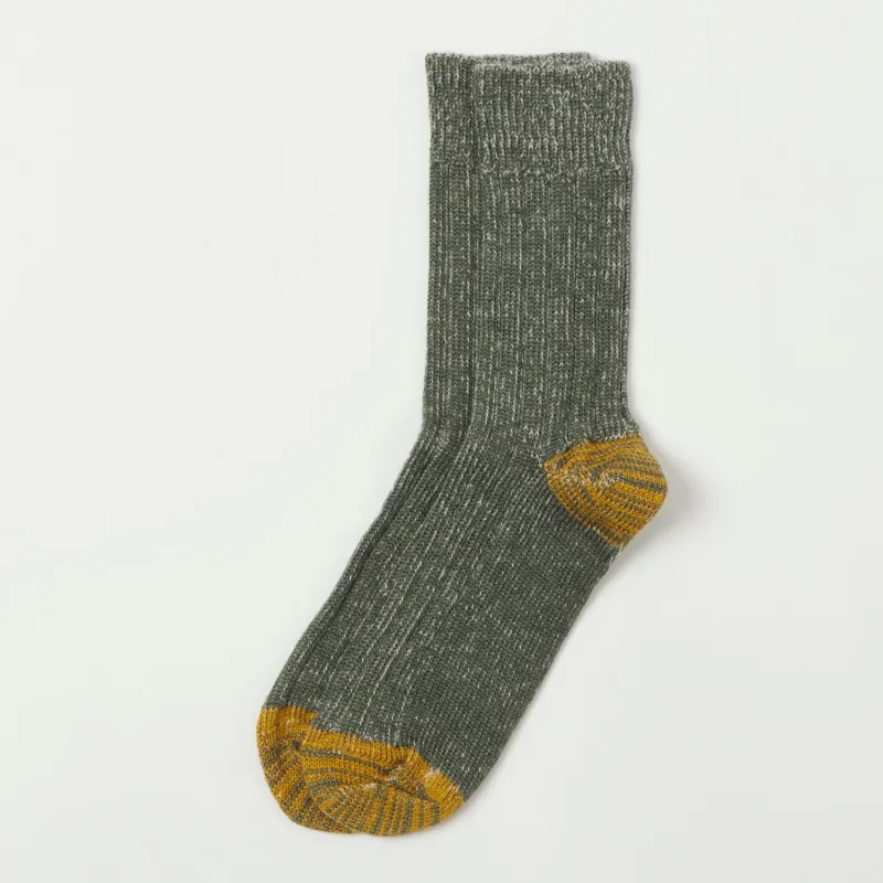 Merz b. Schwanen W72 Merino Wool Sock - Army/Yellow sold by Son of a Stag