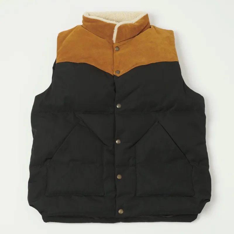 Shangri-La Heritage 'Bivacco' Western Down Vest - Black/Beige sold by Son of a Stag