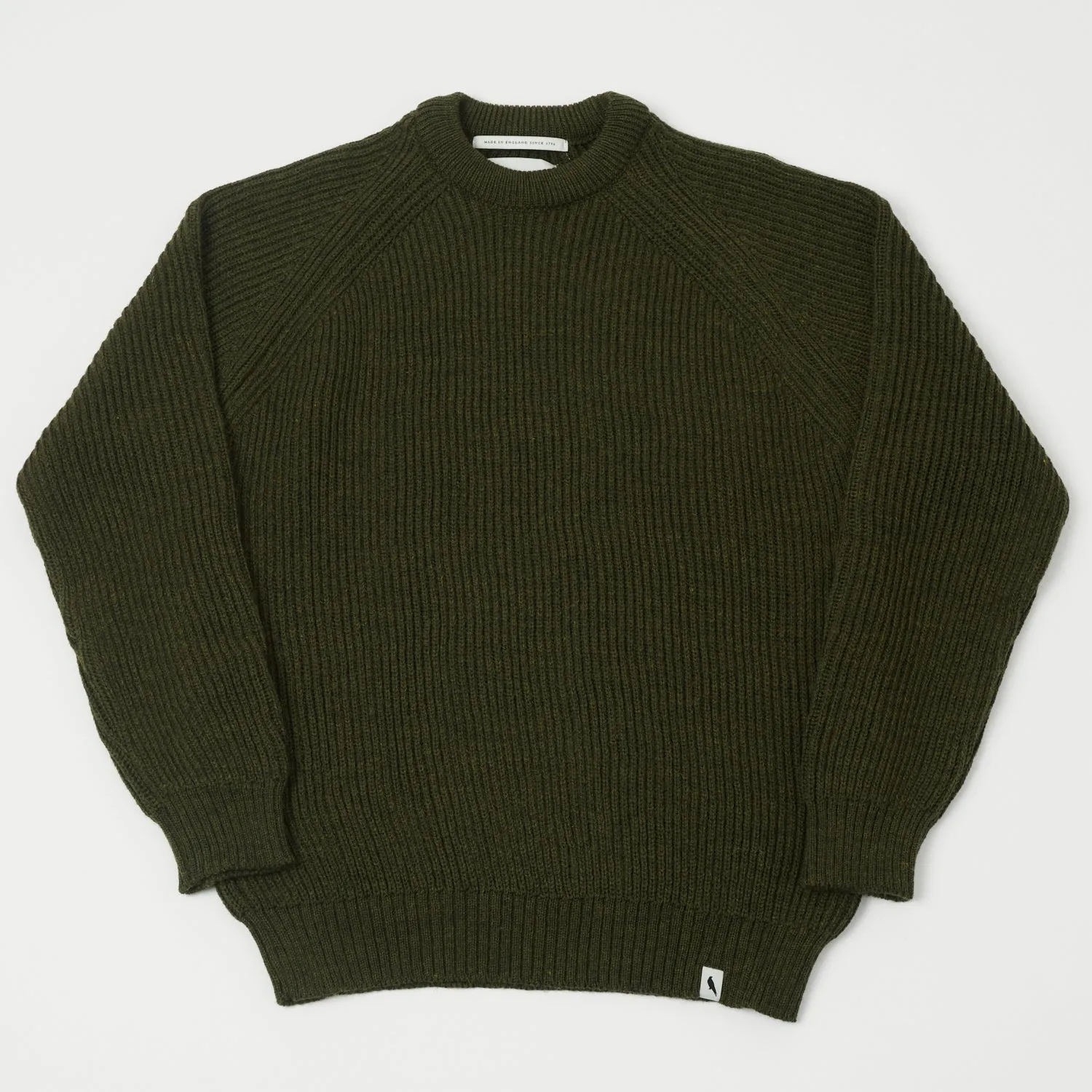 Peregrine Ford Crew Neck Jumper - Olive sold by Son of a Stag