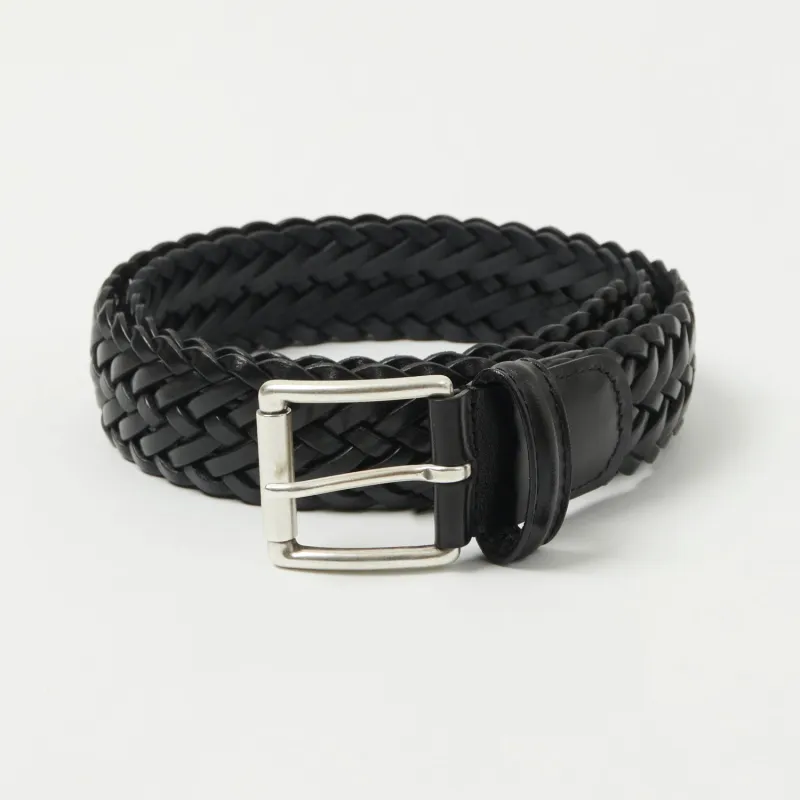 Anderson's Woven Leather 3.5cm Belt - Black sold by Son of a Stag