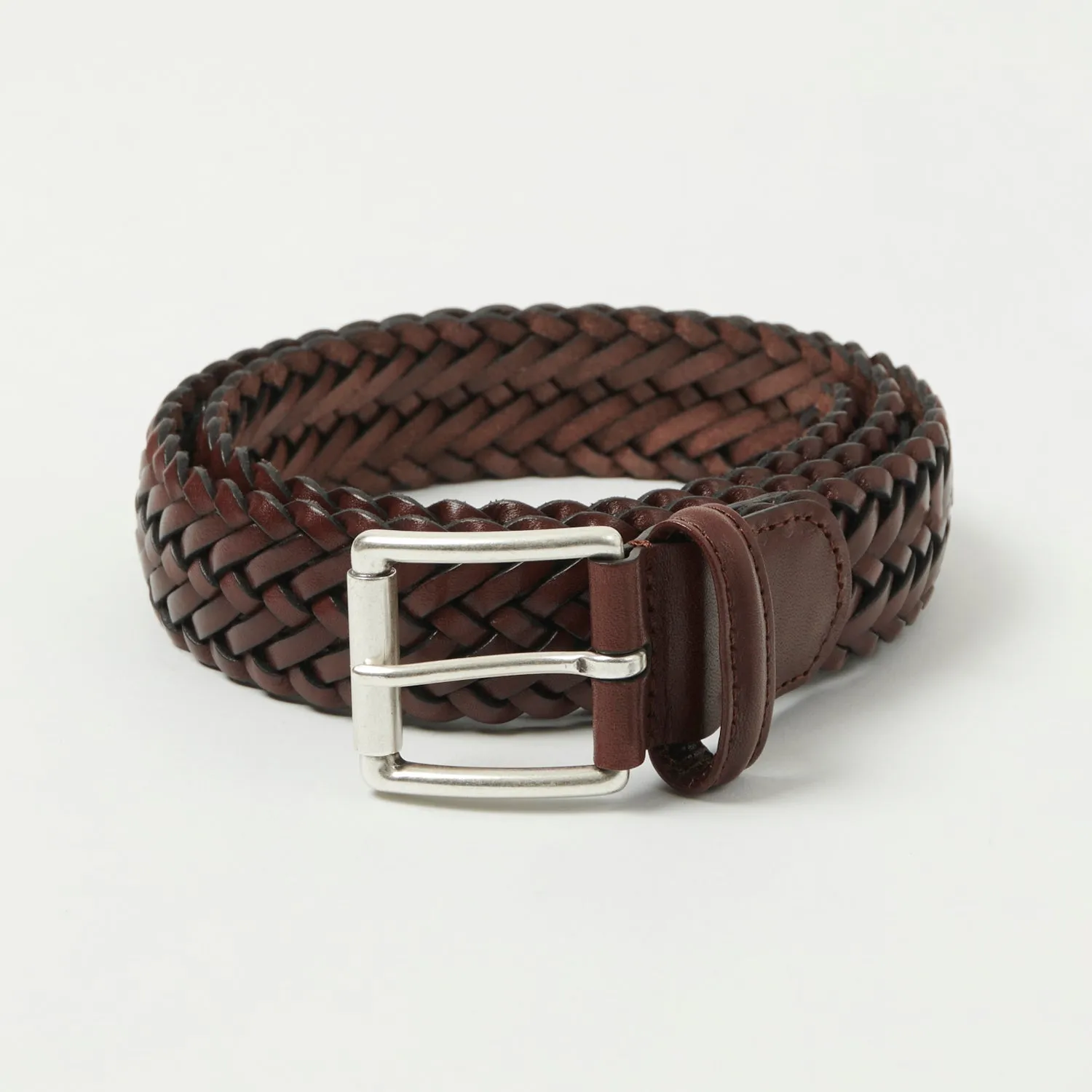 Anderson's Woven Leather 3.5cm Belt - Brown sold by Son of a Stag