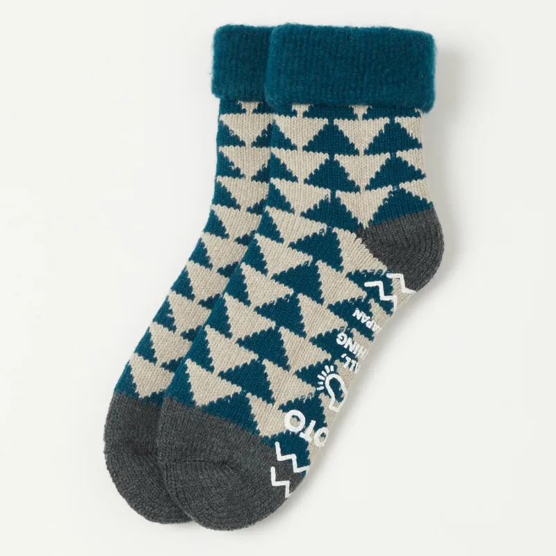 RoToTo Sankaku Comfy Room Sock - Blue Green/Charcoal sold by Son of a Stag