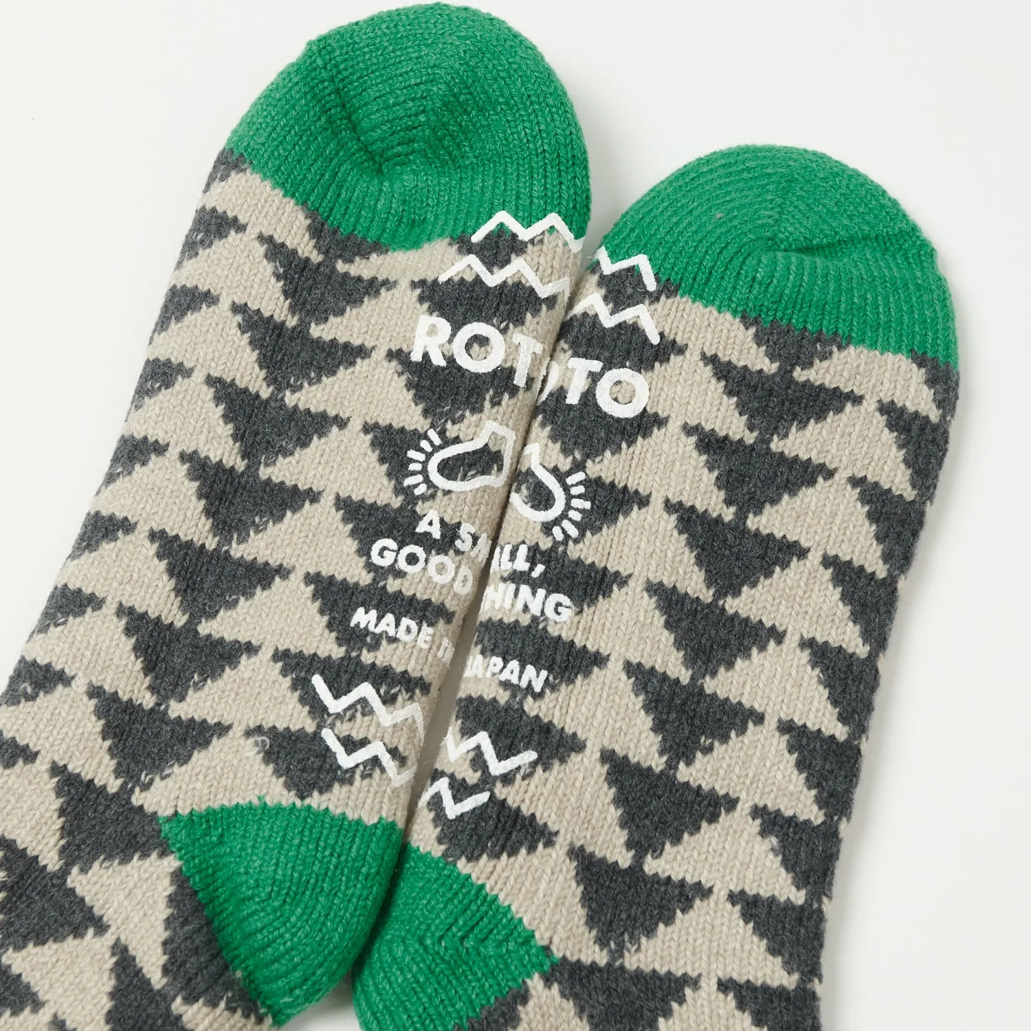 RoToTo Sankaku Comfy Room Sock - Charcoal/Green sold by Son of a Stag product image thumbnail 2