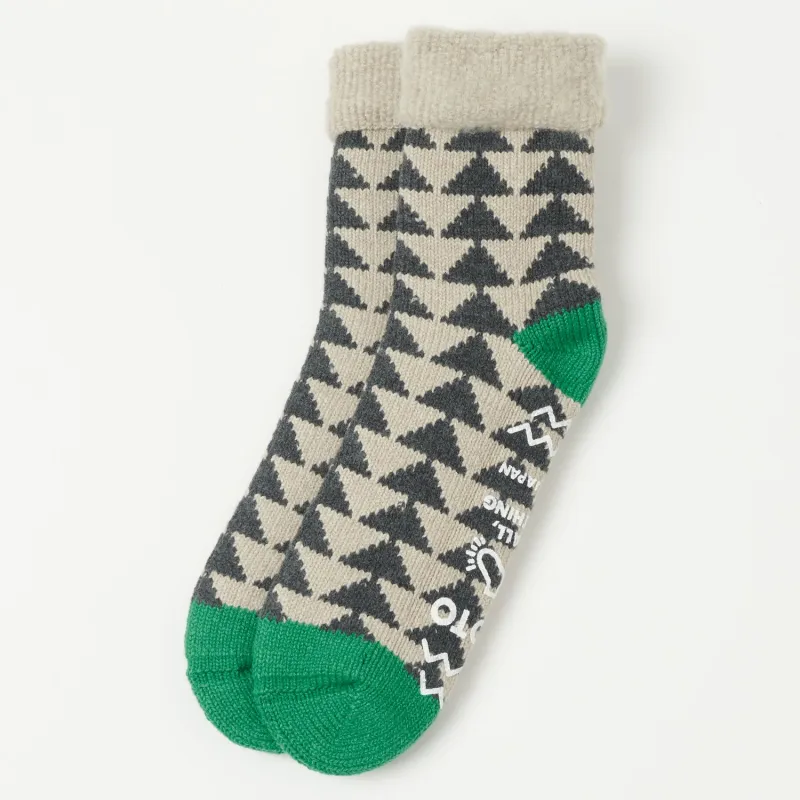RoToTo Sankaku Comfy Room Sock - Charcoal/Green sold by Son of a Stag
