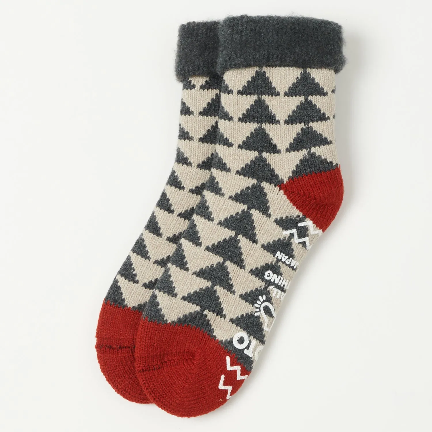 RoToTo Sankaku Comfy Room Sock - Charcoal/Red sold by Son of a Stag