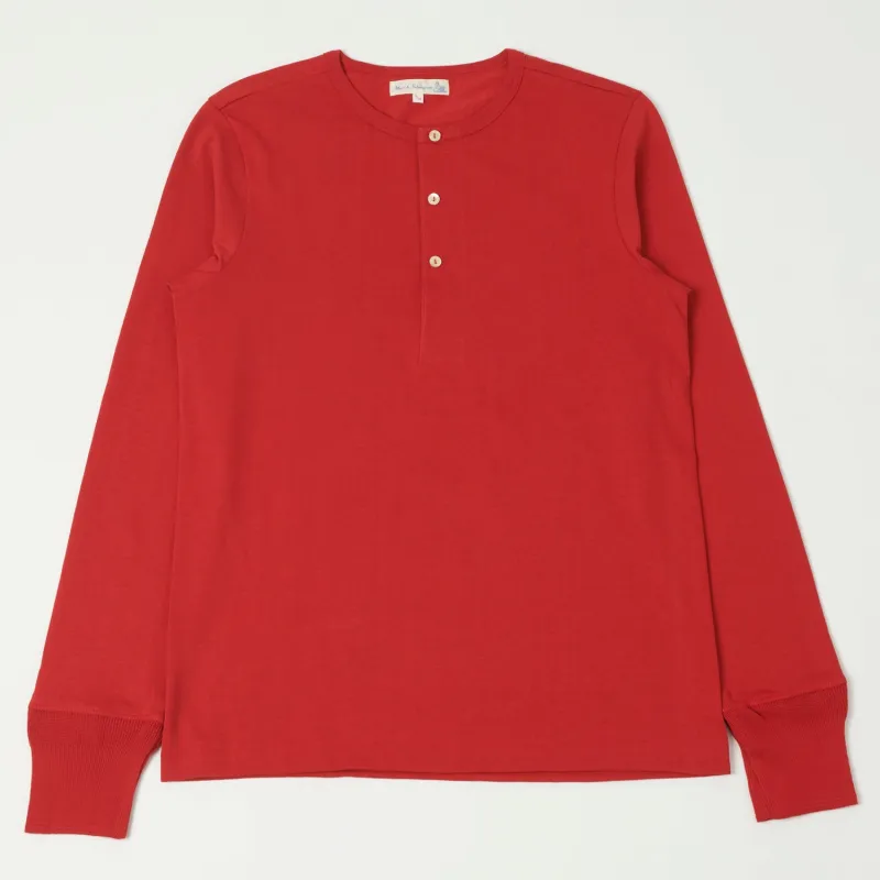 Merz b. Schwanen 206 Long Sleeve Henley - Red sold by Son of a Stag