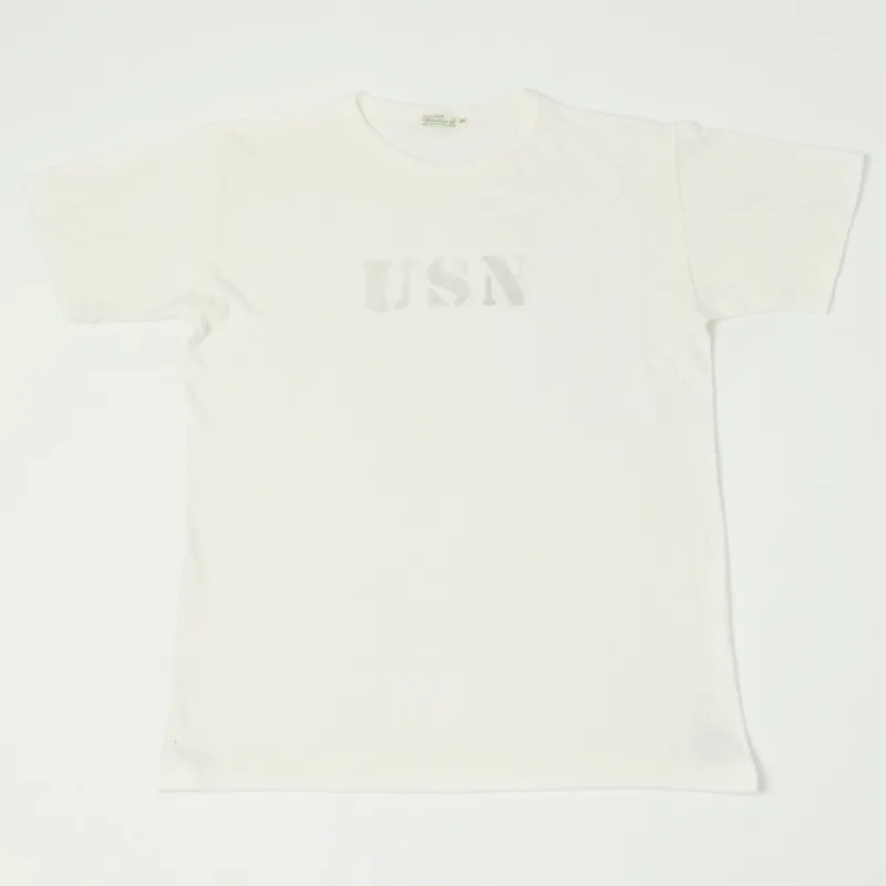 Warehouse & Co 4091 Duck Digger 'USN' Skivvy T-Shirt - Off White sold by Son of a Stag