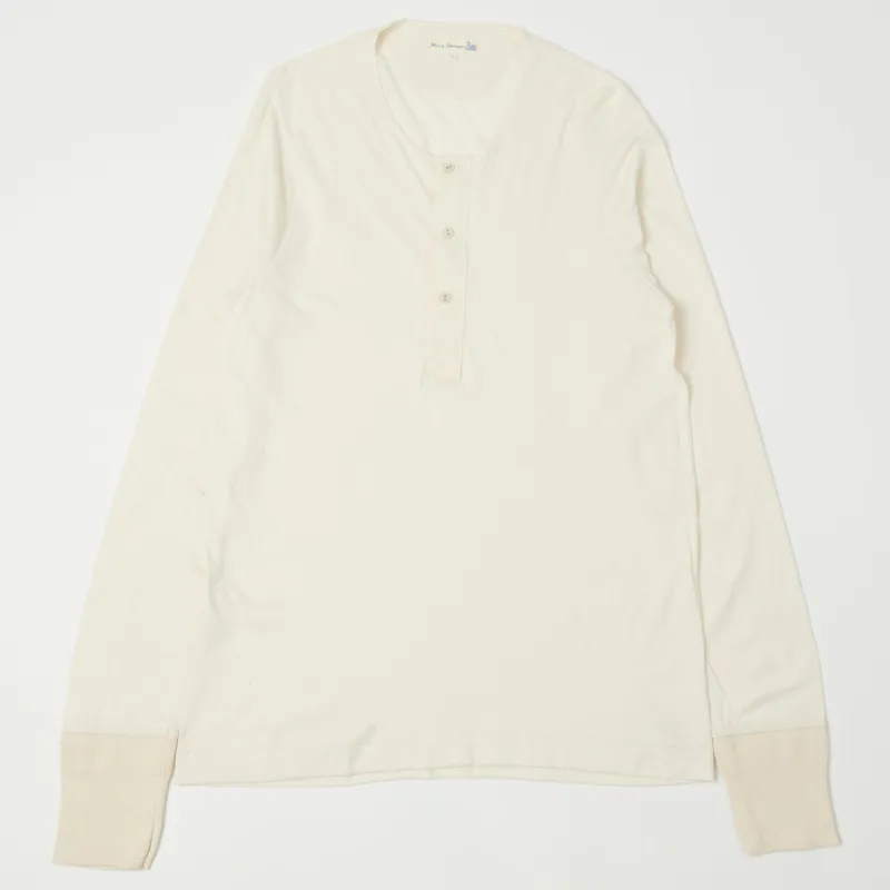 Merz b. Schwanen 102 Lightweight Long Sleeve Henley - Nature sold by Son of a Stag