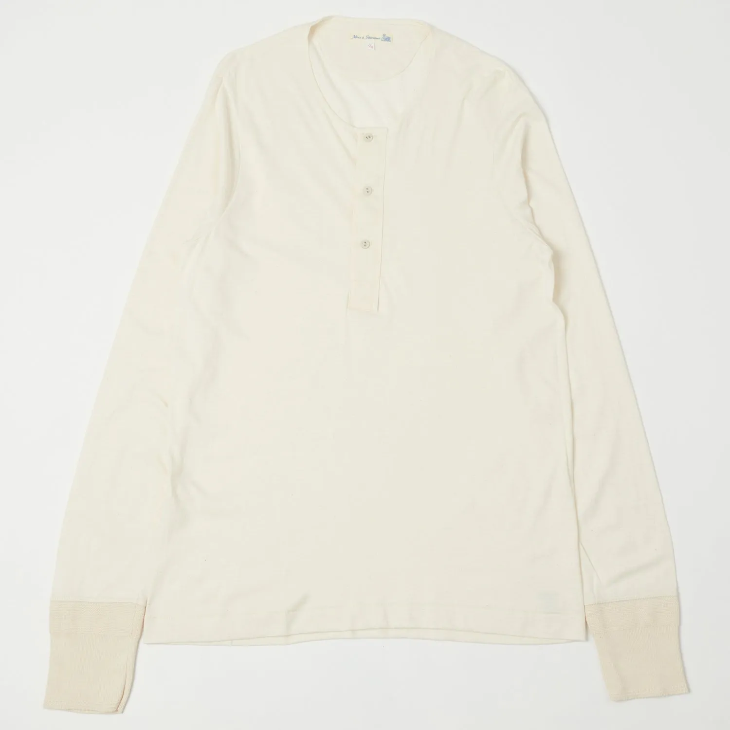 Merz b. Schwanen 102 Lightweight Long Sleeve Henley - Nature sold by Son of a Stag