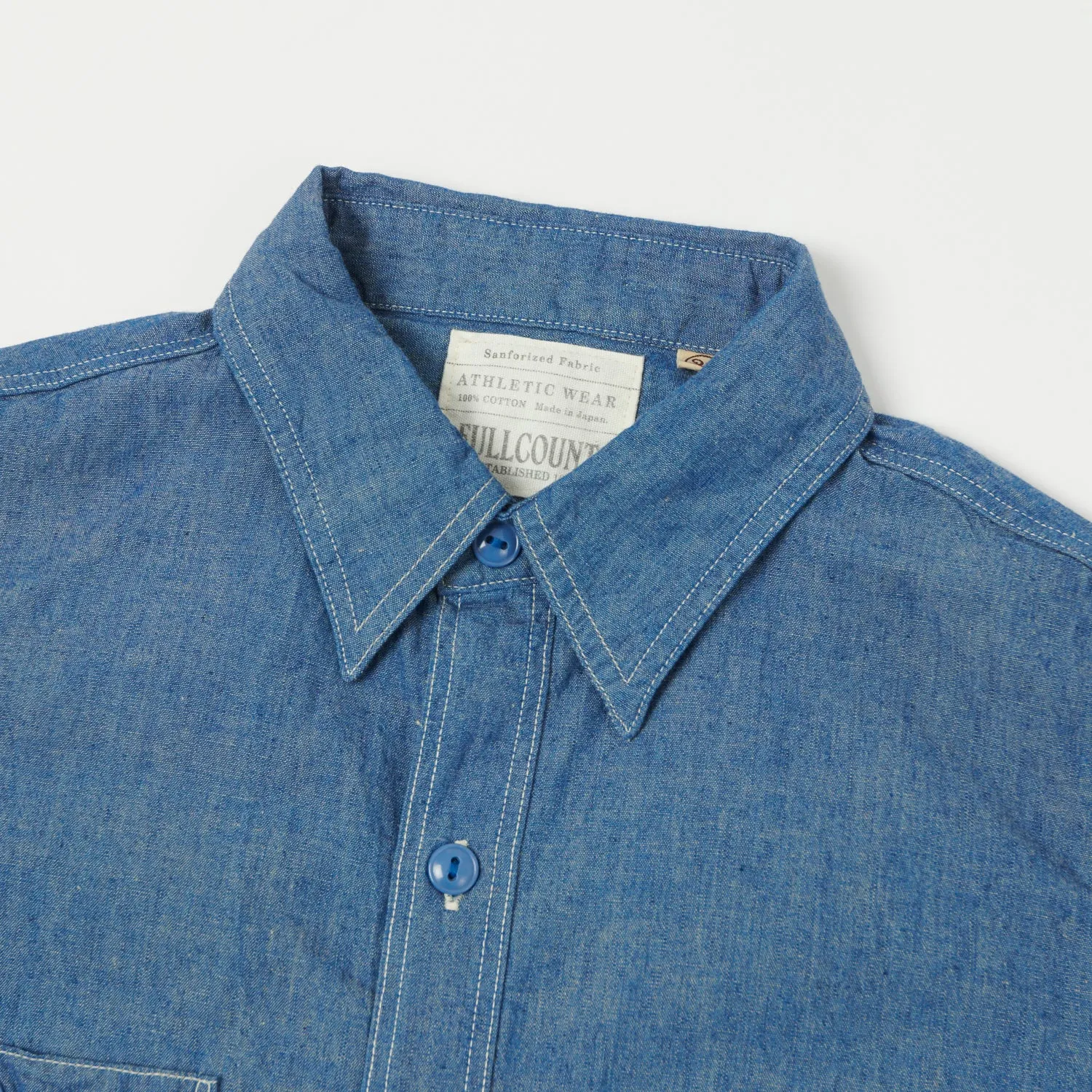 FULLCOUNT 4810 5oz Chambray Work Shirt - Mid Blue sold by Son of a Stag product image thumbnail 2