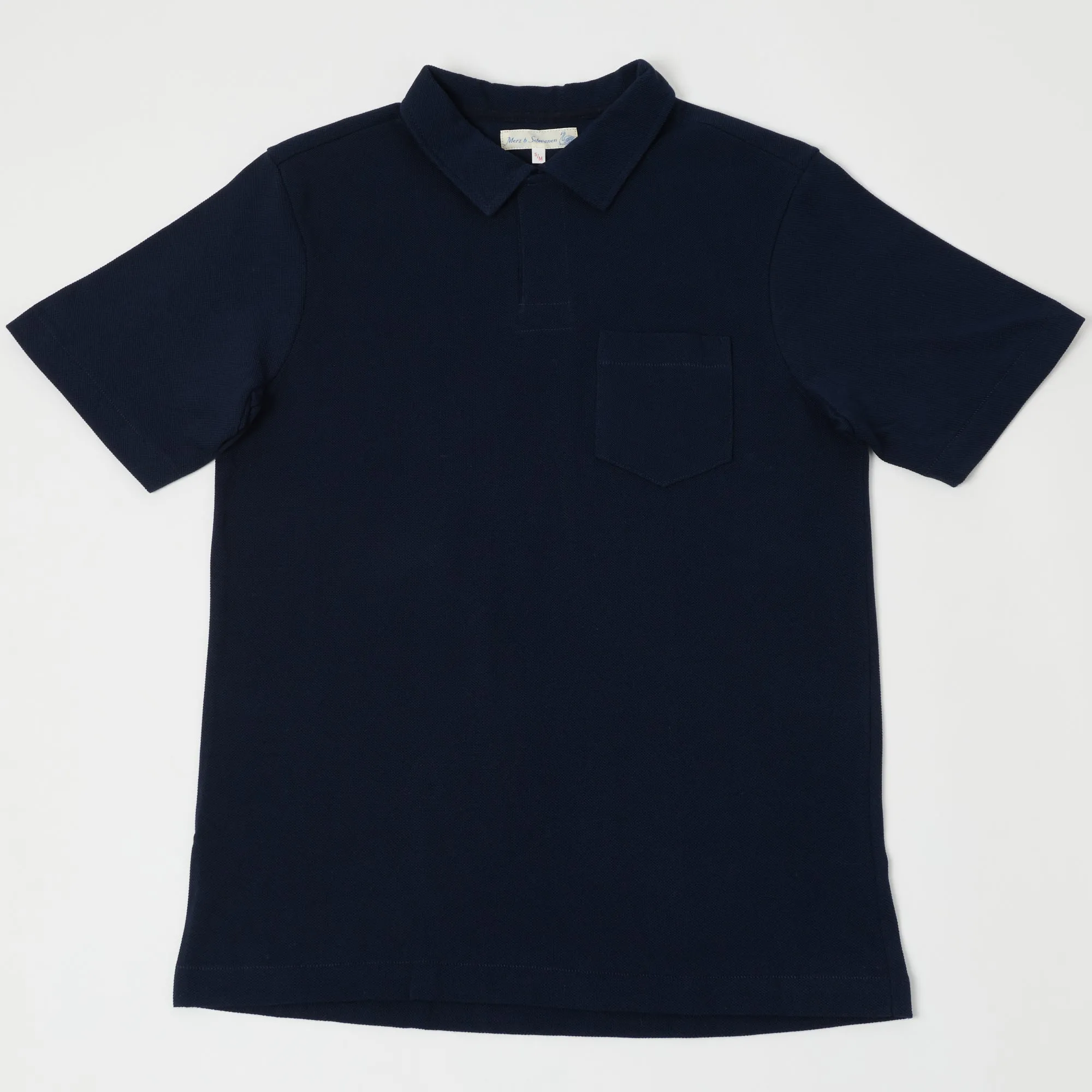 Merz b. Schwanen 2PKPL Pocket Polo Shirt - Ink Blue sold by Son of a Stag
