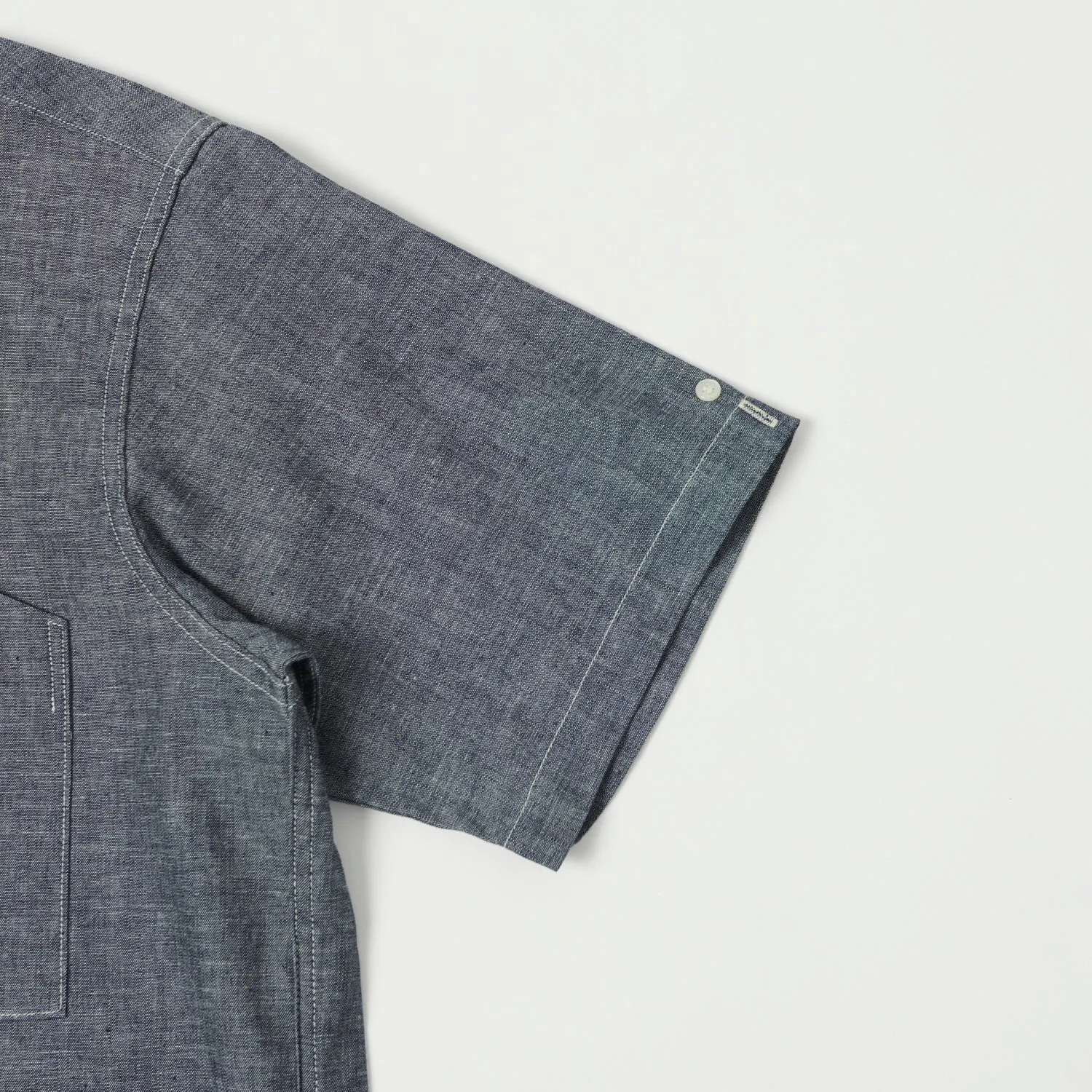 Warehouse & Co 3091 Duck Digger Open Collar Chambray Shirt - Navy sold by Son of a Stag product image thumbnail 5