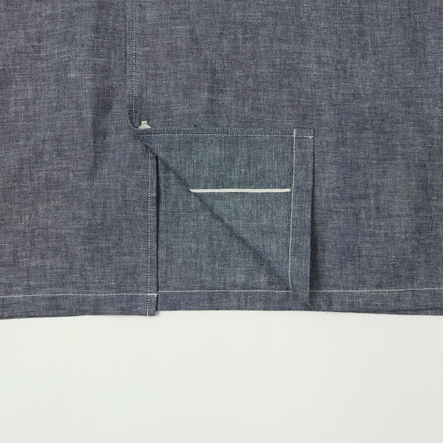 Warehouse & Co 3091 Duck Digger Open Collar Chambray Shirt - Navy sold by Son of a Stag product image thumbnail 4