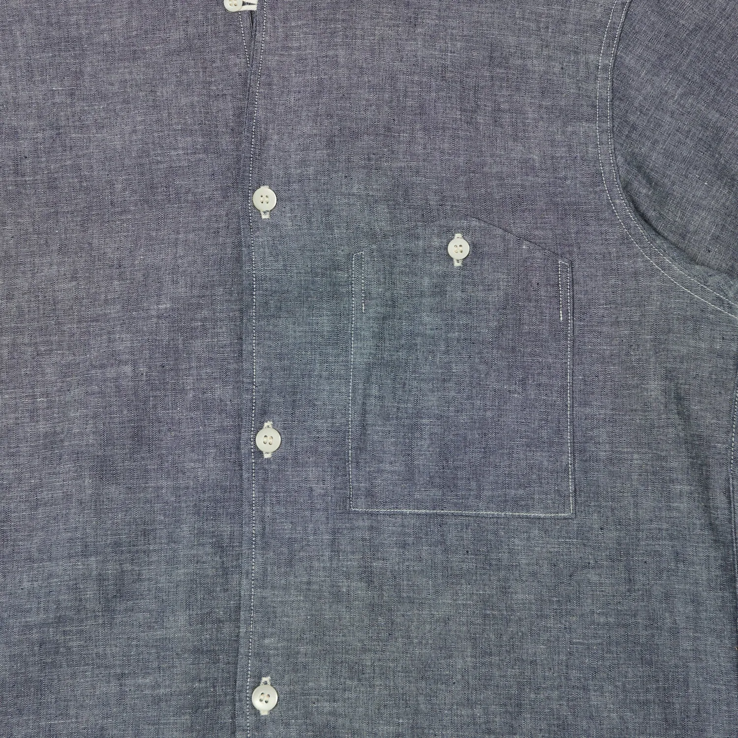 Warehouse & Co 3091 Duck Digger Open Collar Chambray Shirt - Navy sold by Son of a Stag product image thumbnail 3