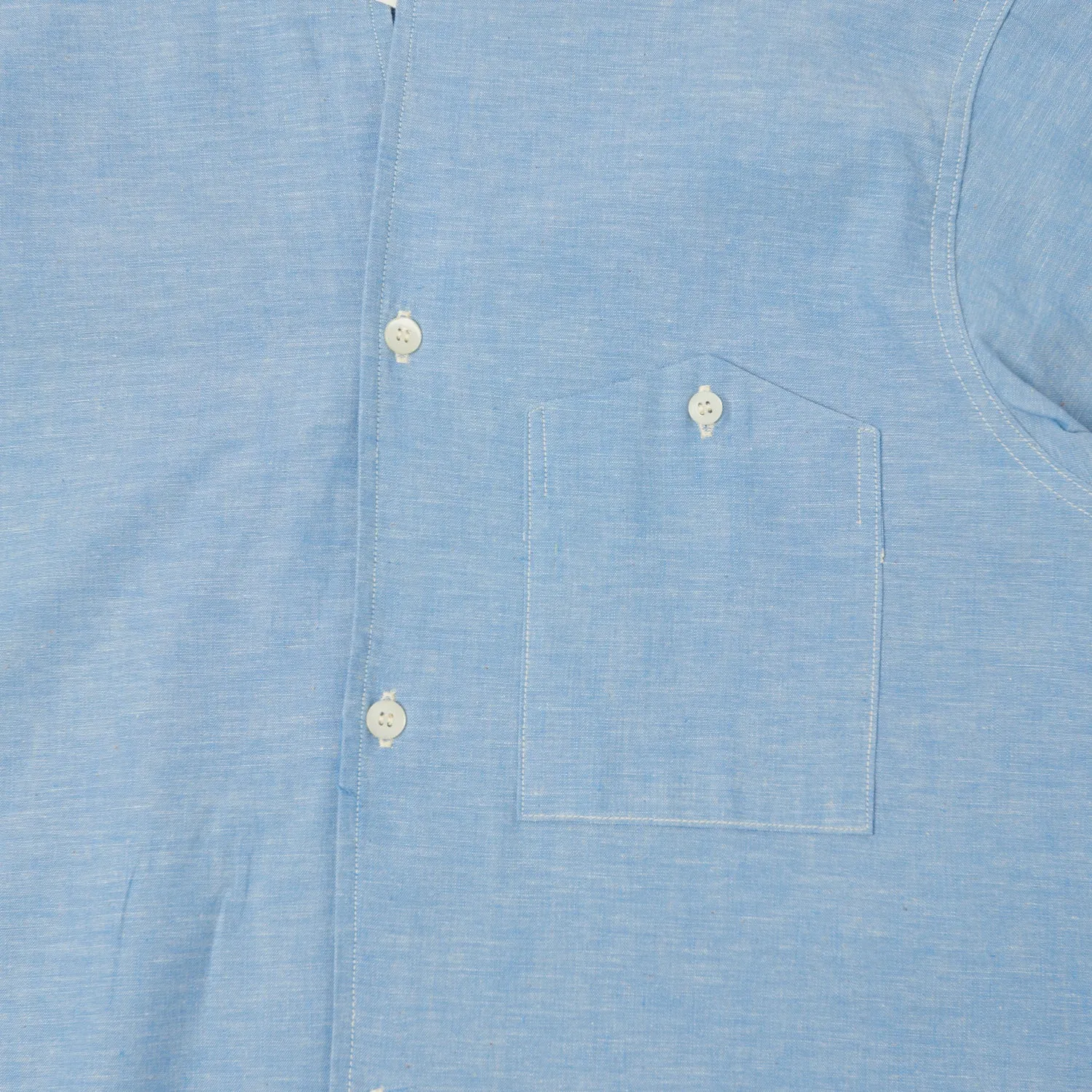 Warehouse & Co 3091 Duck Digger Open Collar Chambray Shirt - Sax sold by Son of a Stag product image thumbnail 3