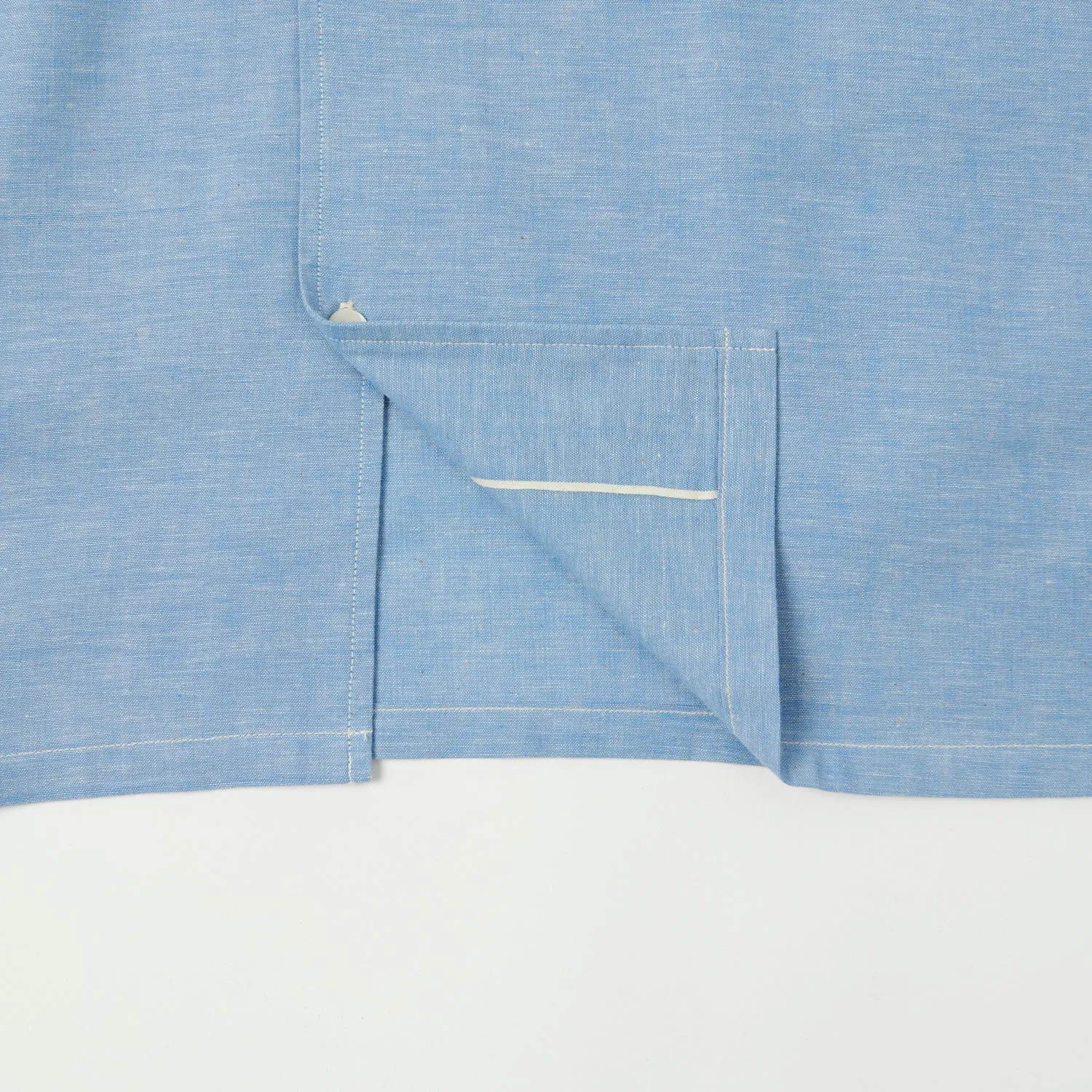 Warehouse & Co 3091 Duck Digger Open Collar Chambray Shirt - Sax sold by Son of a Stag product image thumbnail 4