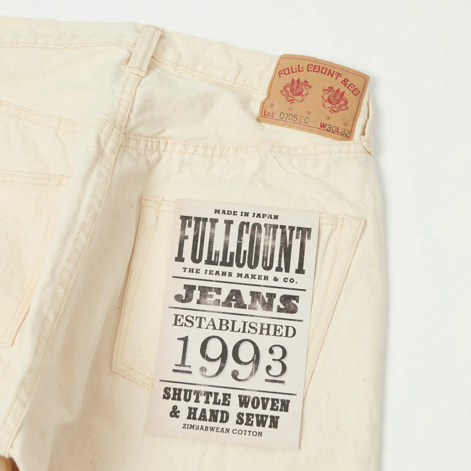 FULLCOUNT 0105 13.7oz Wide Straight Jean - Ecru One Wash sold by Son of a Stag product image thumbnail 2