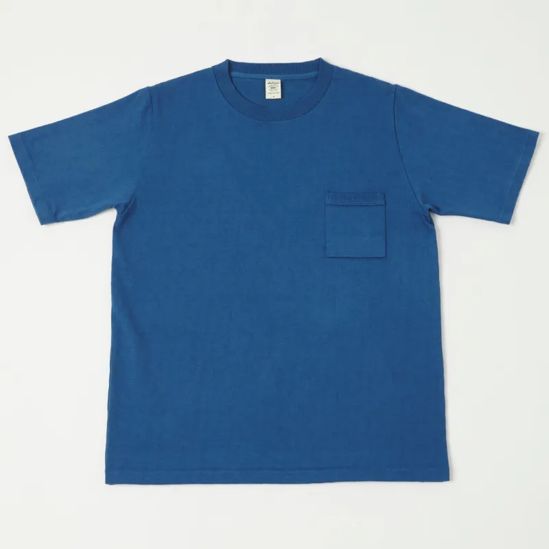 Jackman Dotsume Pocket T-Shirt - Horizon Blue sold by Son of a Stag