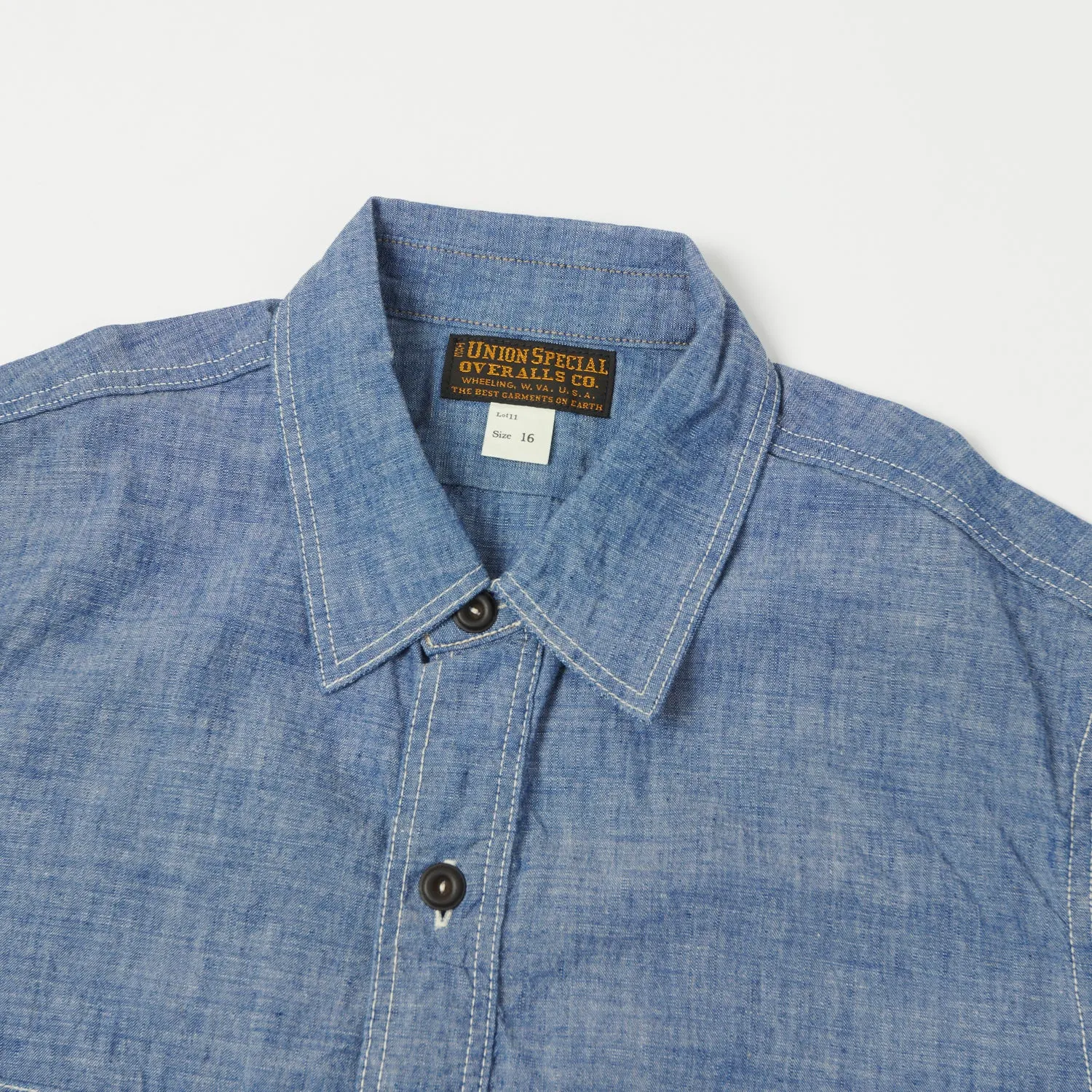 Freewheelers & Co Union Special Overalls 'Head Man' Cut Sleeve Shirt - Vintage Indigo sold by Son of a Stag product image thumbnail 2