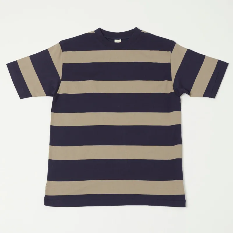 Warehouse & Co 4089 Border Stripe T-Shirt - Navy/Grey sold by Son of a Stag