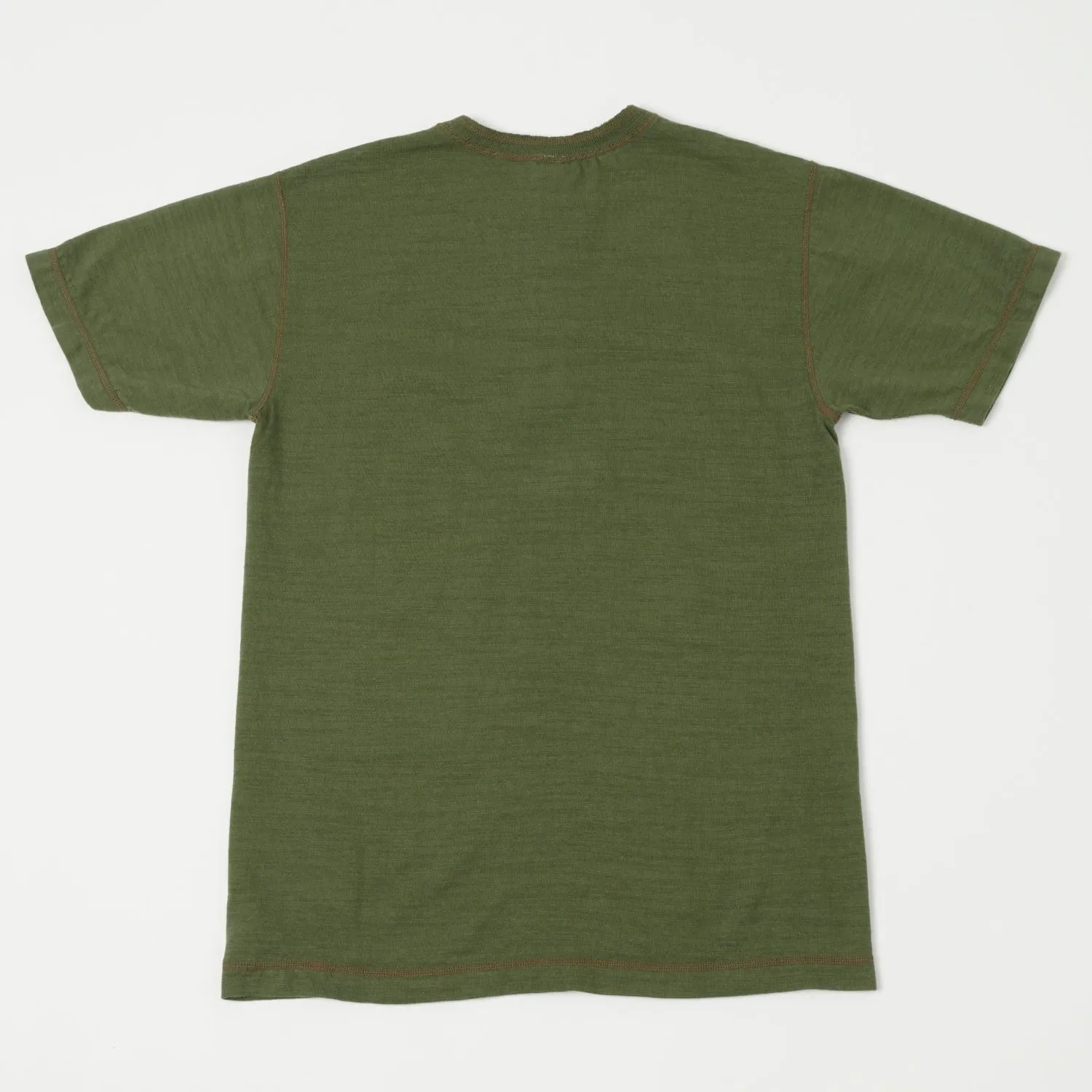 Buzz Rickson's Slub Henley T-Shirt - Olive sold by Son of a Stag product image thumbnail 4