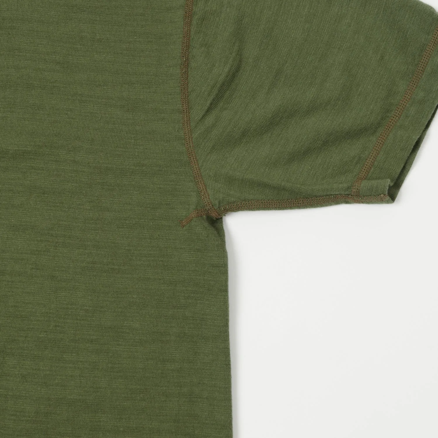 Buzz Rickson's Slub Henley T-Shirt - Olive sold by Son of a Stag product image thumbnail 3