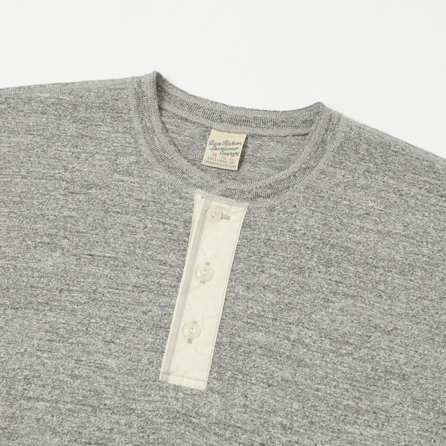 Buzz Rickson's Slub Henley T-Shirt - Grey Melange sold by Son of a Stag product image thumbnail 2