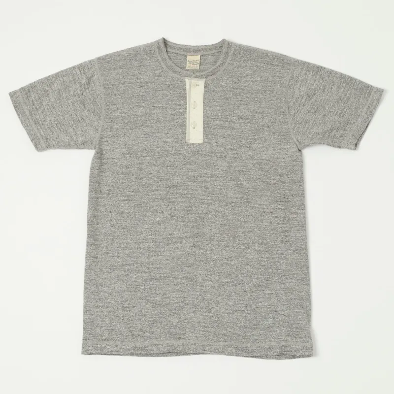 Buzz Rickson's Slub Henley T-Shirt - Grey Melange sold by Son of a Stag