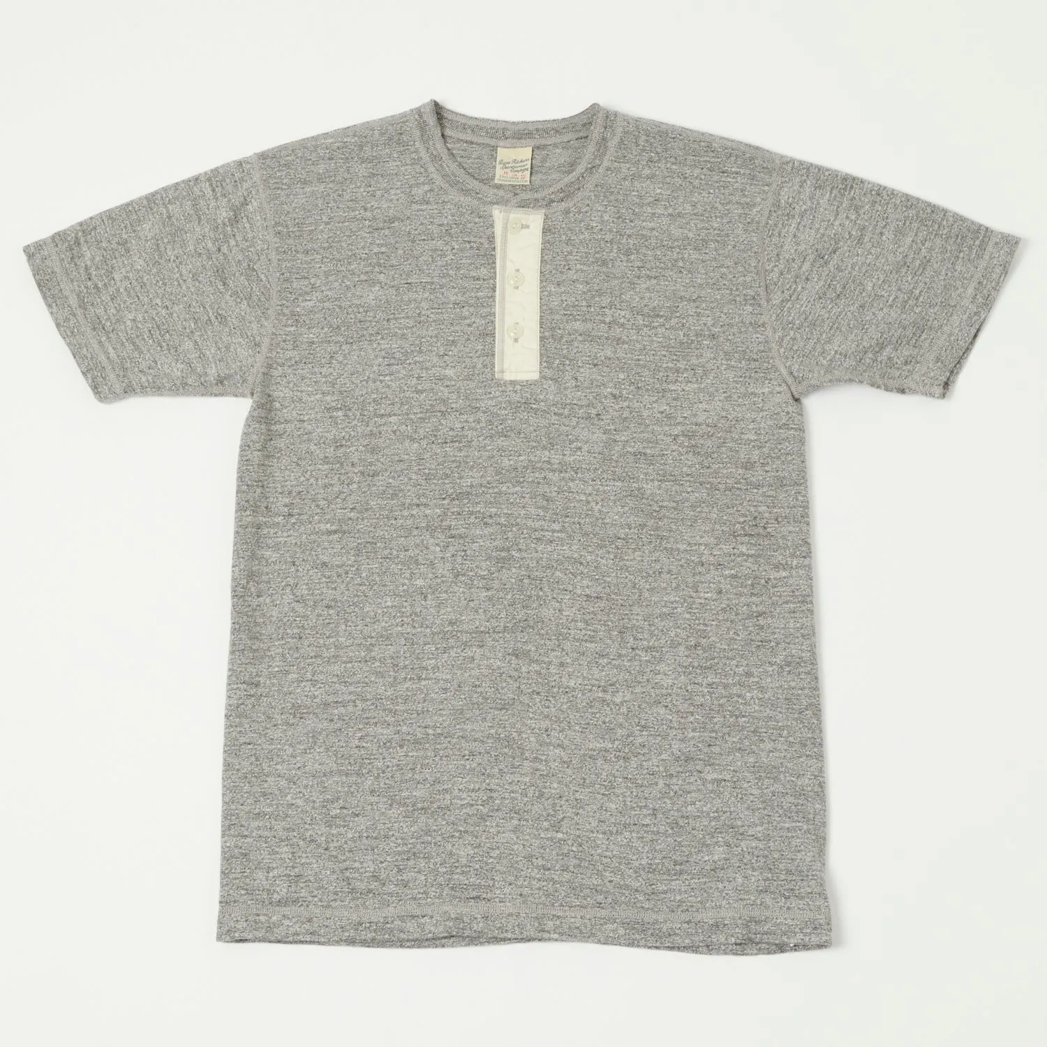 Buzz Rickson's Slub Henley T-Shirt - Grey Melange sold by Son of a Stag