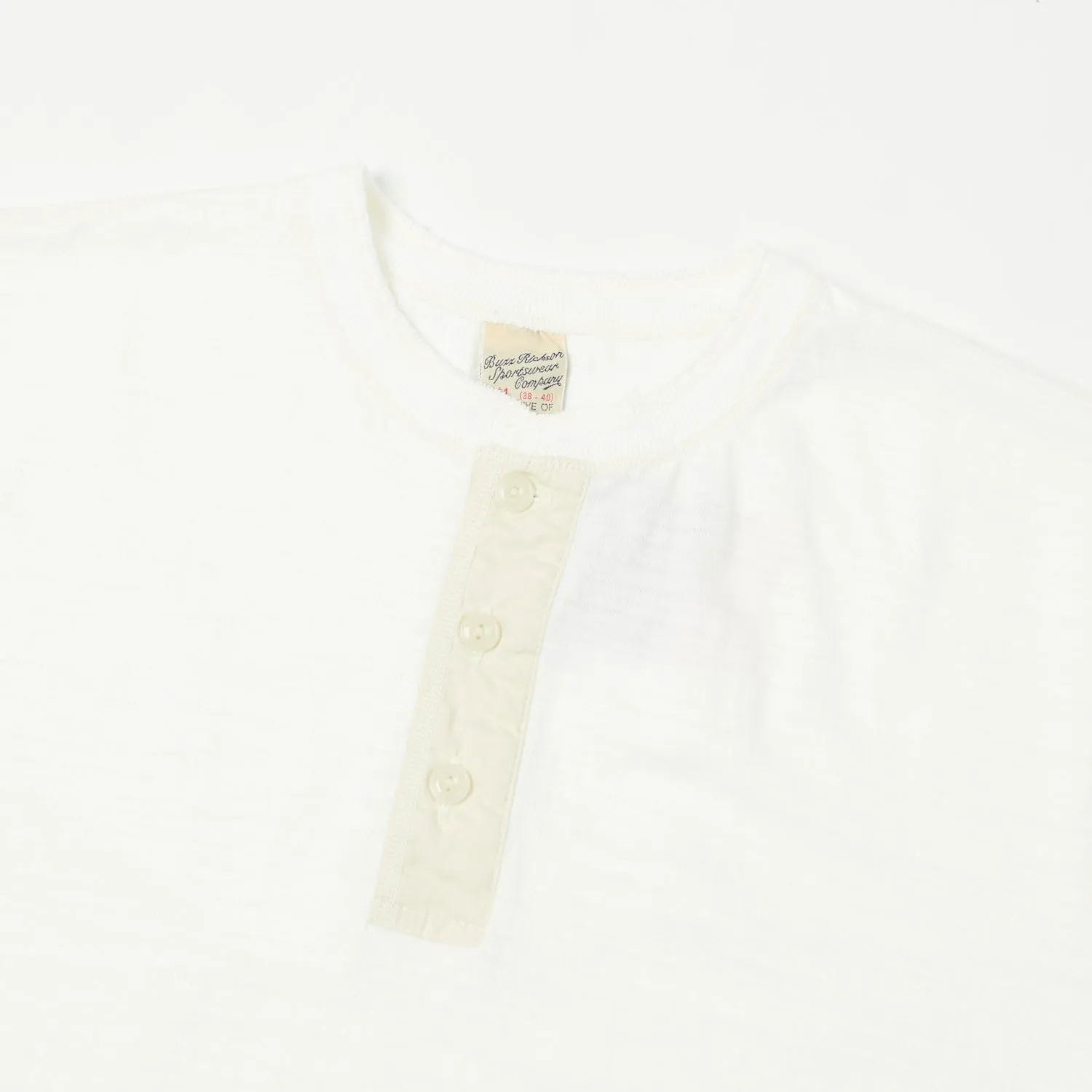 Buzz Rickson's Slub Henley T-Shirt - White sold by Son of a Stag product image thumbnail 2