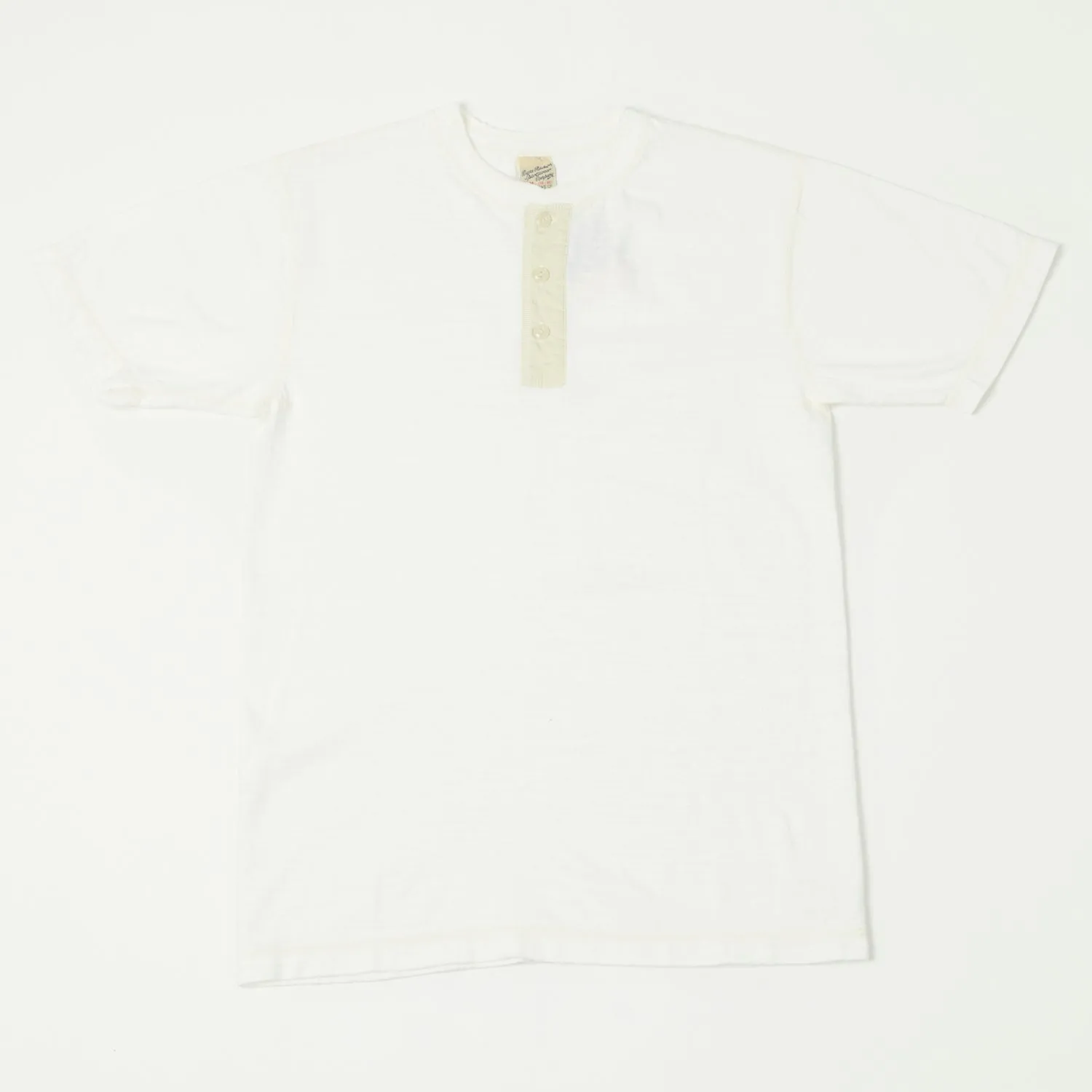 Buzz Rickson's Slub Henley T-Shirt - White sold by Son of a Stag