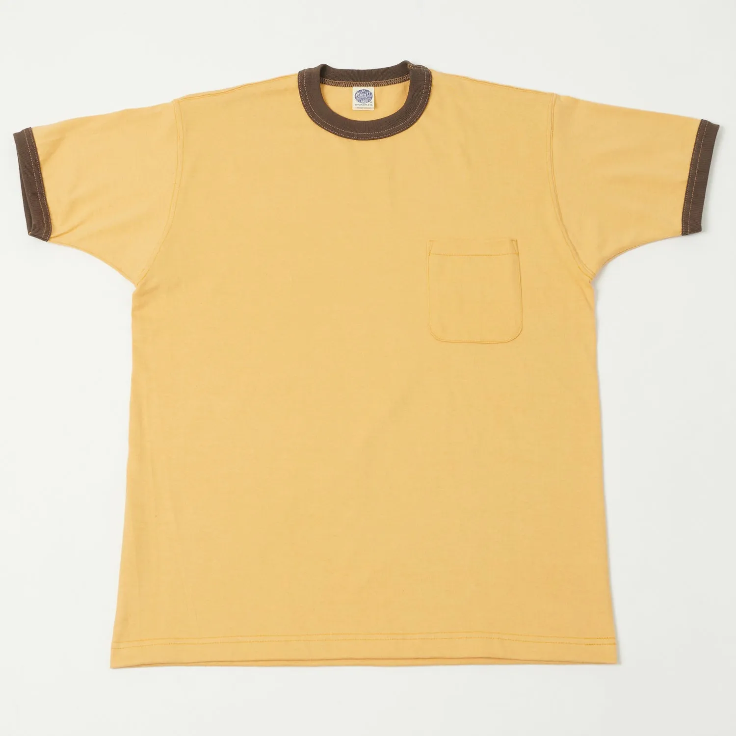 TOYS McCOY Ringer Pocket T-Shirt - Yellow/Charcoal sold by Son of a Stag
