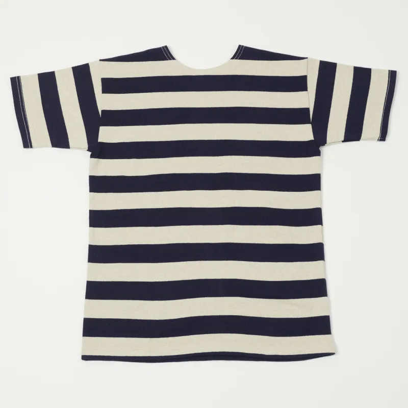 Warehouse & Co 4050 Duck Digger Border Stripe T-Shirt - Navy/Oatmeal sold by Son of a Stag