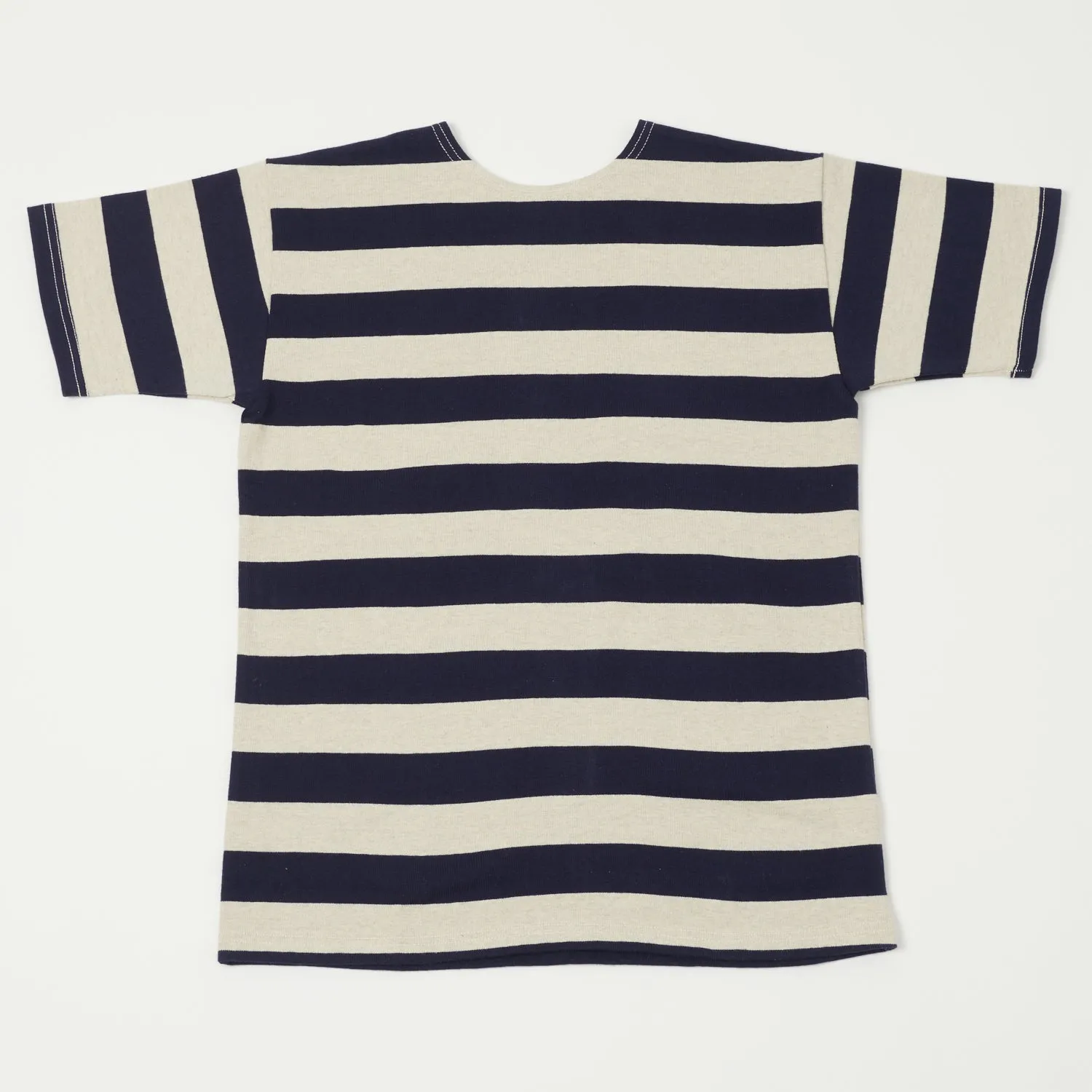 Warehouse & Co 4050 Duck Digger Border Stripe T-Shirt - Navy/Oatmeal sold by Son of a Stag