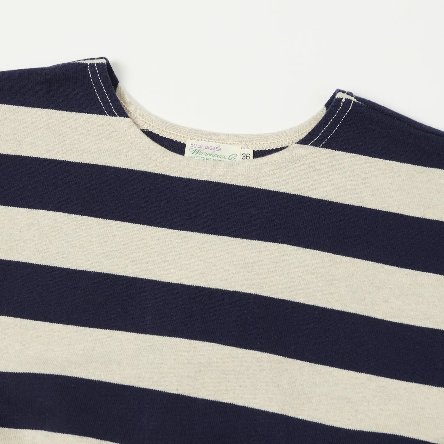 Warehouse & Co 4050 Duck Digger Border Stripe T-Shirt - Navy/Oatmeal sold by Son of a Stag product image thumbnail 2
