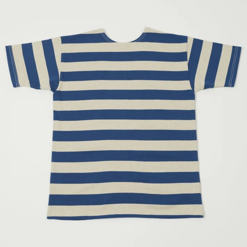 Warehouse & Co 4050 Duck Digger Border Stripe T-Shirt - Blue/Oatmeal sold by Son of a Stag