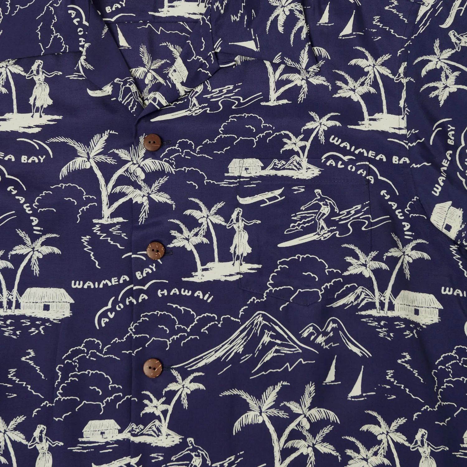 Micky Oye 'Waimea Bay' Aloha Shirt - Blue sold by Son of a Stag product image thumbnail 3