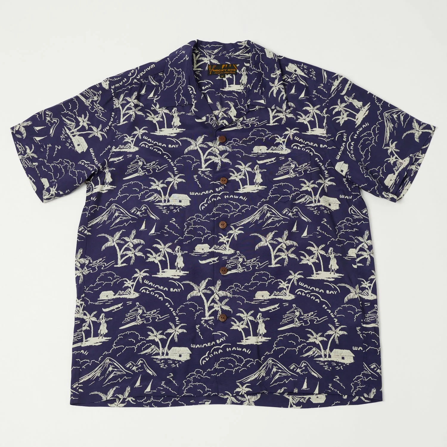 Micky Oye 'Waimea Bay' Aloha Shirt - Blue sold by Son of a Stag