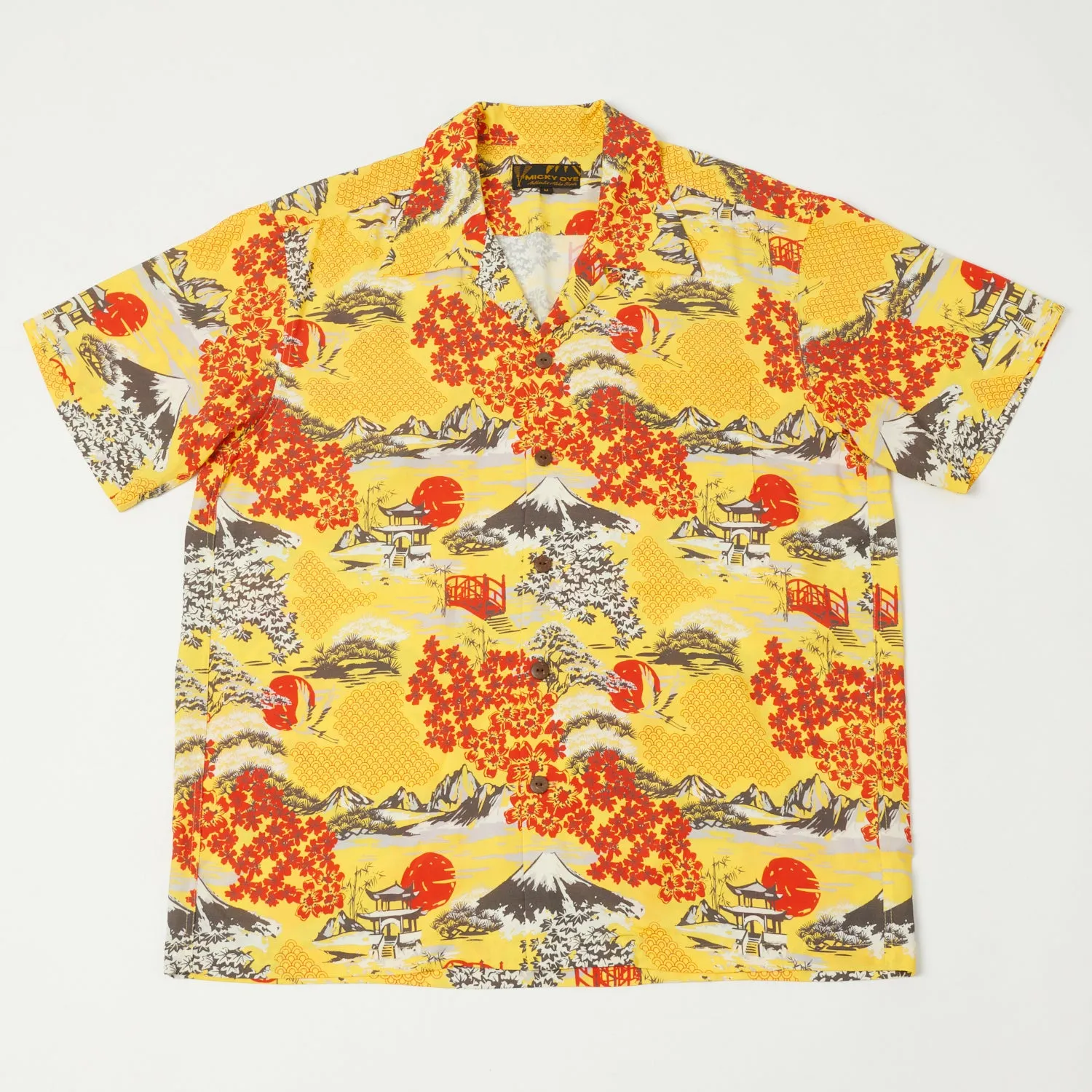 Micky Oye 'The Land of the Fujiyama' Aloha Shirt - Yellow sold by Son of a Stag