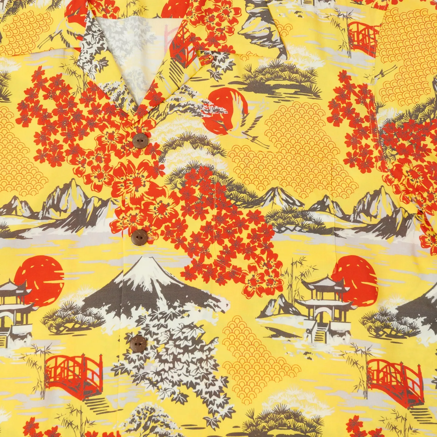Micky Oye 'The Land of the Fujiyama' Aloha Shirt - Yellow sold by Son of a Stag product image thumbnail 3