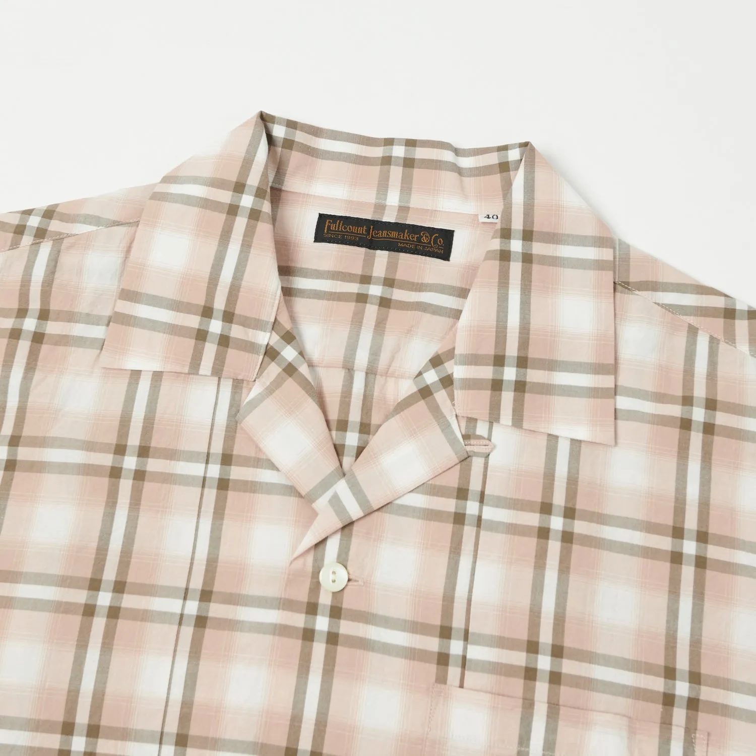 FULLCOUNT 4075 Broad Check Open Collar Shirt - Pink sold by Son of a Stag product image thumbnail 2