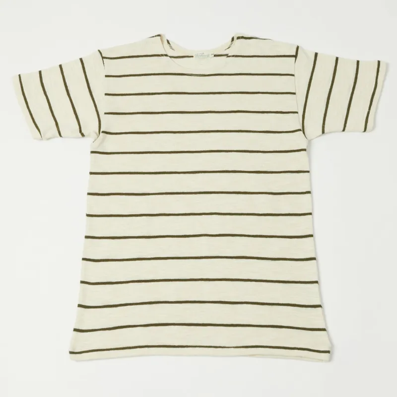 Warehouse & Co 4087 Duck Digger Stripe T-Shirt - Off White/Green sold by Son of a Stag