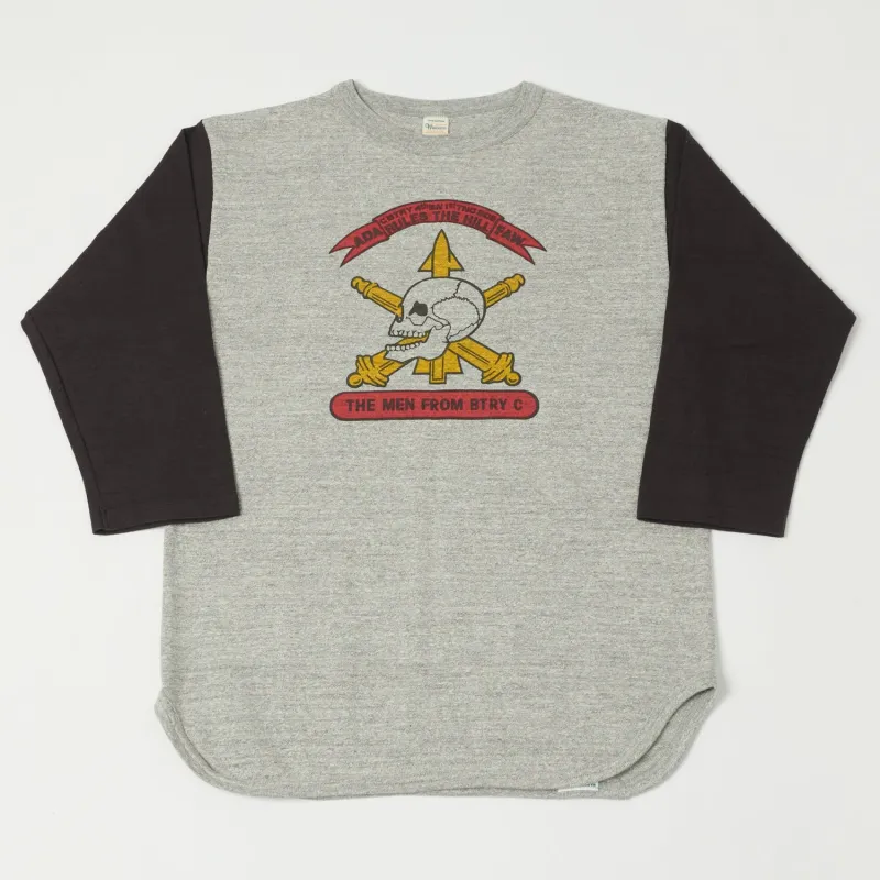 Warehouse & Co 4800 'Men From BTRY C' Baseball T-Shirt - Heather Grey/Sumikuro sold by Son of a Stag