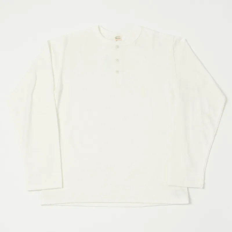 Warehouse & Co 5907 Long Sleeve Henley - Off White sold by Son of a Stag